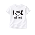 Kids “Look at Me” Smile Print Cotton T-Shirt – Cute White Graphic Tee (Soft Summer Wear)