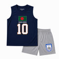 Bangladesh #10 Kids Tank Top & Shorts Set – Navy Blue & Grey Sports Outfit