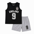 England #9 Kids Tank Top & Shorts Set – Black & Grey Summer Sports Outfit