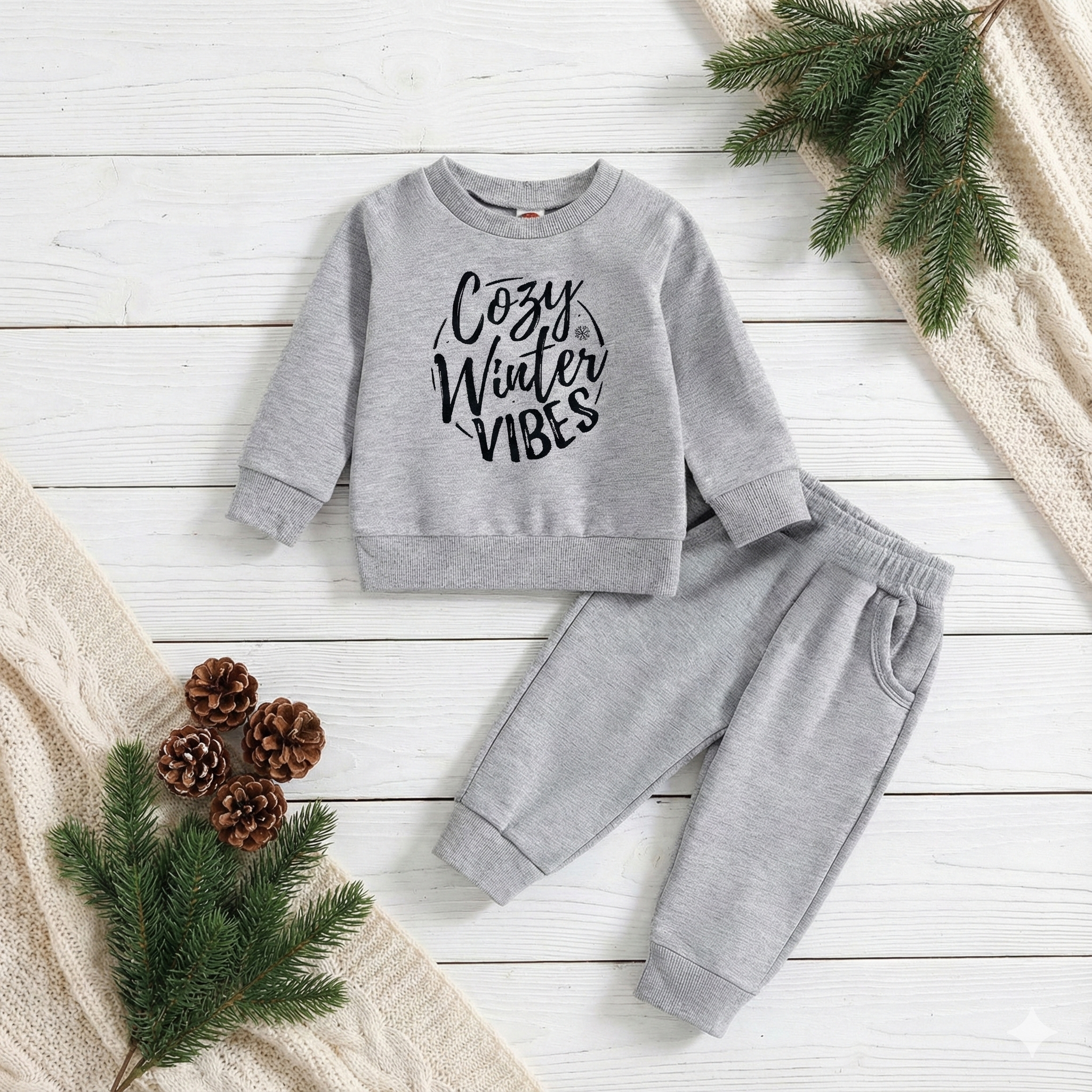 Cozy Winter Vibes Set (BHN-124) | Kids Sweatshirt & Jogger