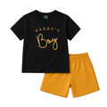 Daddy’s Boy Kids Short Sleeve T-Shirt & Shorts Set | ST-BAY-BLK-YEW