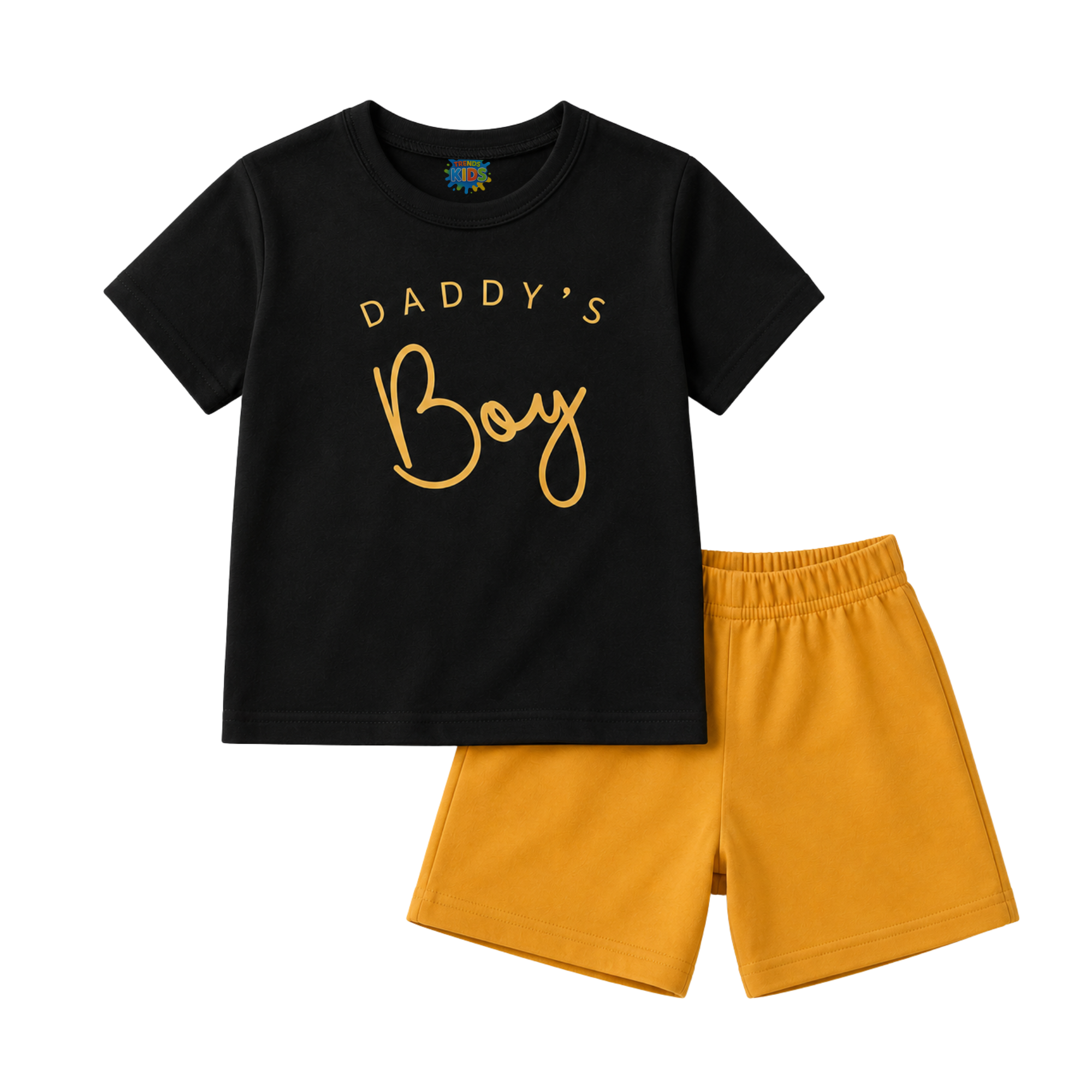 Daddy’s Boy Kids Short Sleeve T-Shirt & Shorts Set | ST-BAY-BLK-YEW