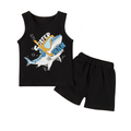 Kids' 2-Piece Shark Tank Top and Shorts Set – "Surfer Man" Graphic STSBS