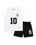 Argentina #10 Kids Tank Top & Shorts Set – White & Black Summer Sports Outfit