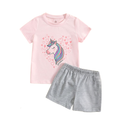 Premium  Baby & Toddler T-Shirt Set - Pink/Grey Cotton Summer Outfit DTPGH