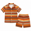 Premium Kids Tribal Pattern Shirt & Shorts Set – Soft Cotton Summer 2 Piece Outfit (1–7 Years)