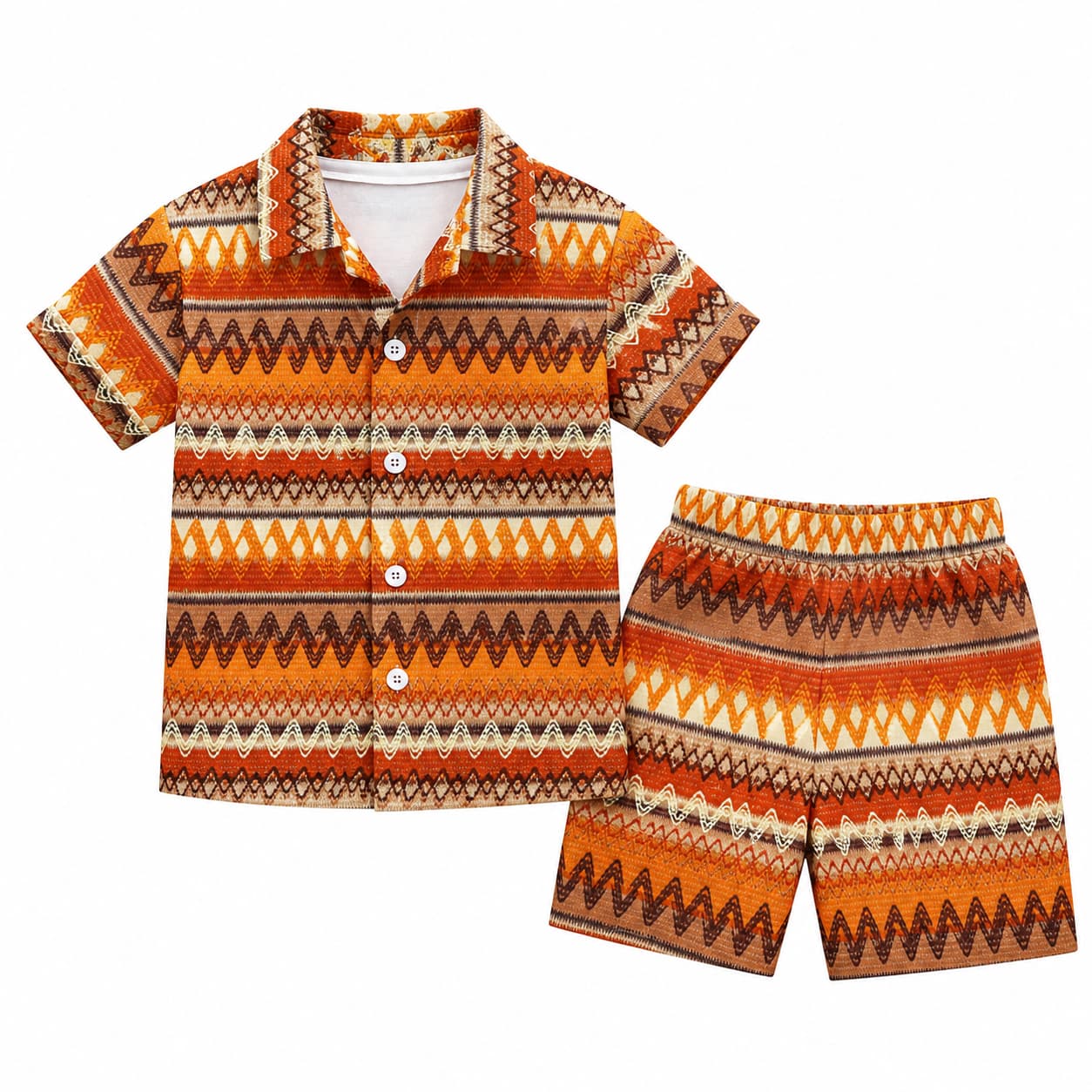 Premium Kids Tribal Pattern Shirt & Shorts Set – Summer 2 Piece