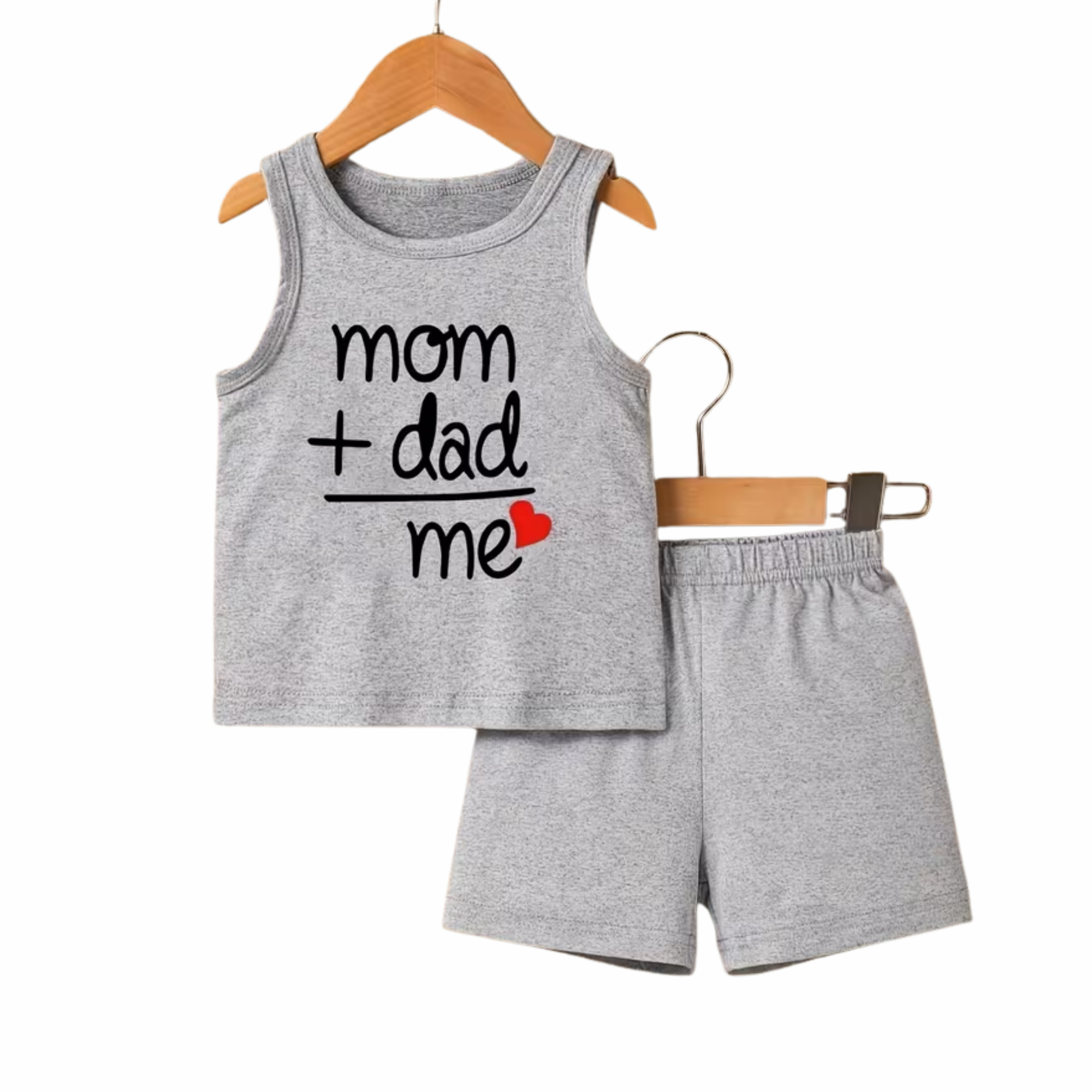 Kids Mom + Dad Tank Top Cute Baby Sleeveless Tee | TT-MOMDAD-GRY