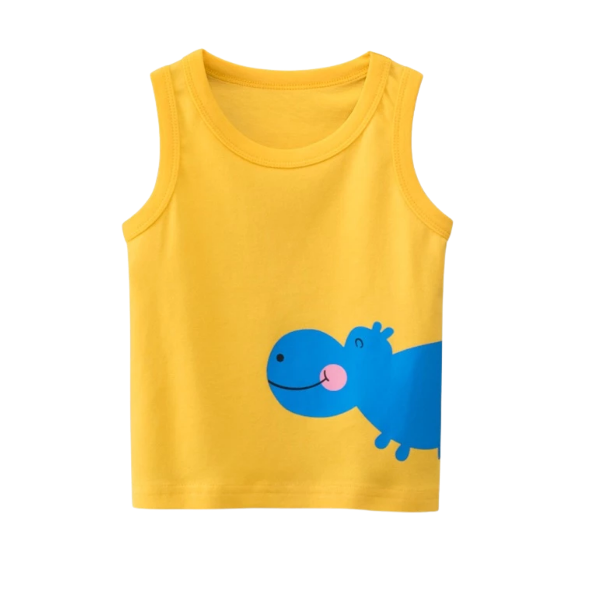 Toddler Boy’s Bright Yellow Hippo Graphic Tank Top STSYD