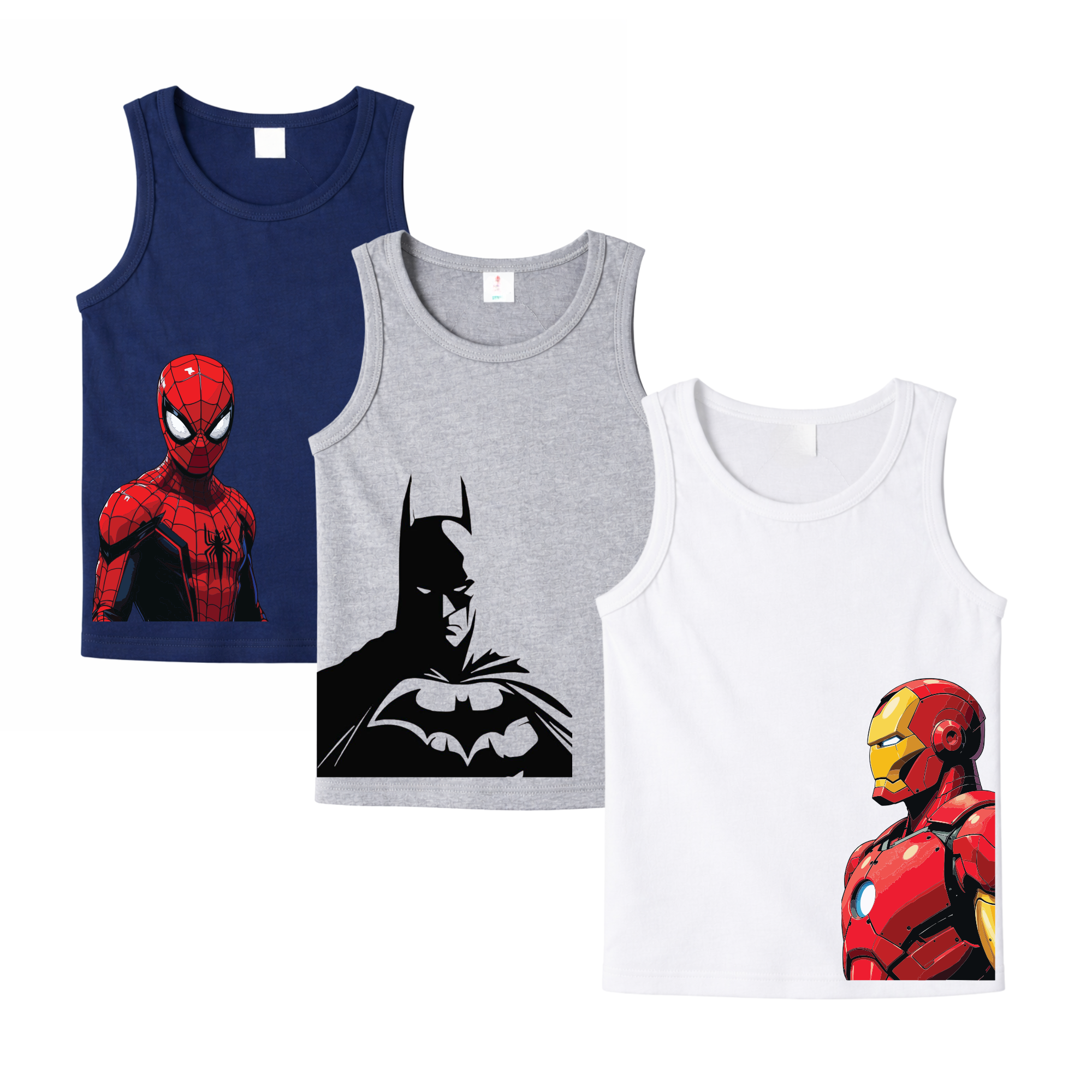 Cartoon Graphic Print Cotton Sleeveless Tank Tops 3-Pack