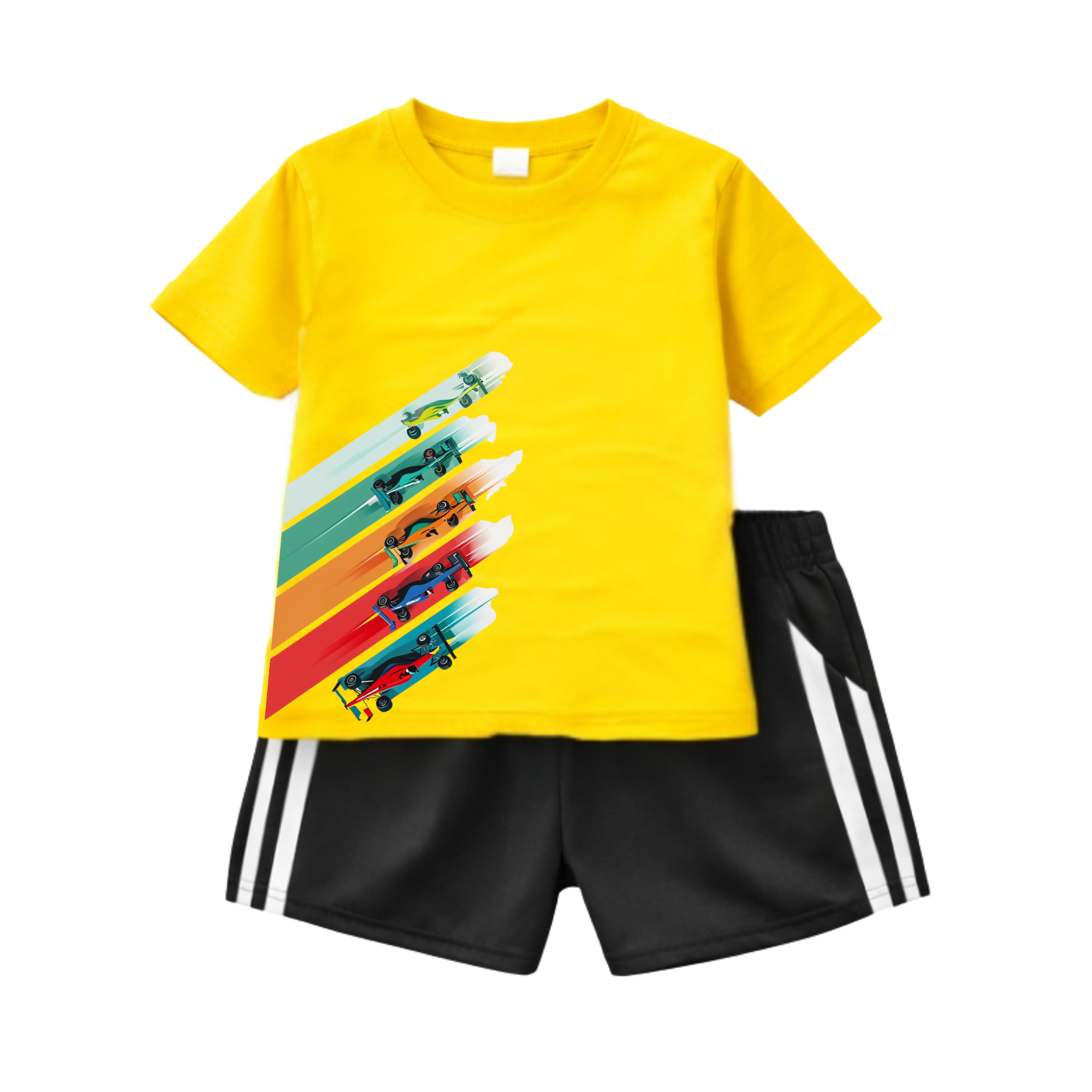 Boys Racing Car Set – Cotton Tee & Sport Shorts | Trends-Kids