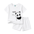 Basic Toddler Two-Piece Summer Set: Panda "Hello" Tee & Shorts Set